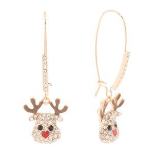BETSEY JOHNSON Gold Reindeer Crystal Earrings